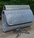 Вечірній клатч сріблястого кольору з камінням (Туреччина), фото 3