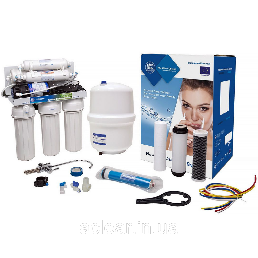Шестиступінчастий зворотний осмос з насосом Aquafilter RP-RO6-75, фото 1