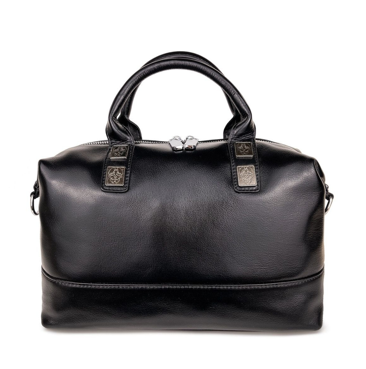 Жіноча чорна сумочка з натуральної шкіри