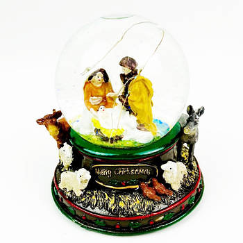 Снігова куля музичний "Вертеп" 16х13см, водяний декоративний шар з музикою