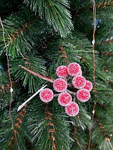 Прикраса ялинкова "Засніжені ягоди на гілці", пластик, червоний, фото 4