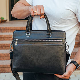 Чоловіча шкіряна сумка портфель для ноутбука  Tiding Bag N90987 Чорна
