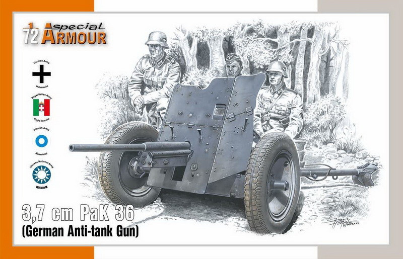 Пластикова модель 1/72 Special Armour Vehichles 72024 німецька противотанкова гармата 3,7 cm PaK 36, фото 1