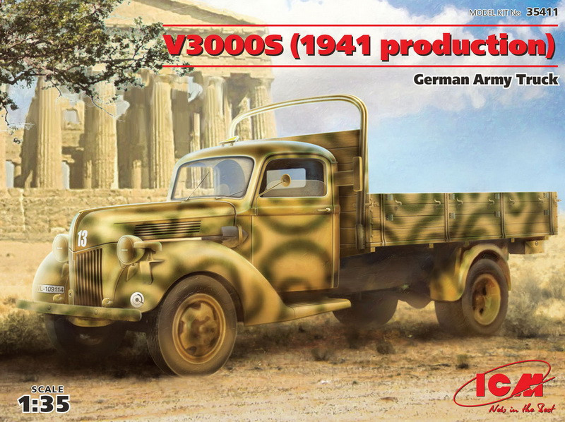 Пластикова модель 1/35 ICM 35411 німецький вантажний автомобіль Ford V3000S, фото 1