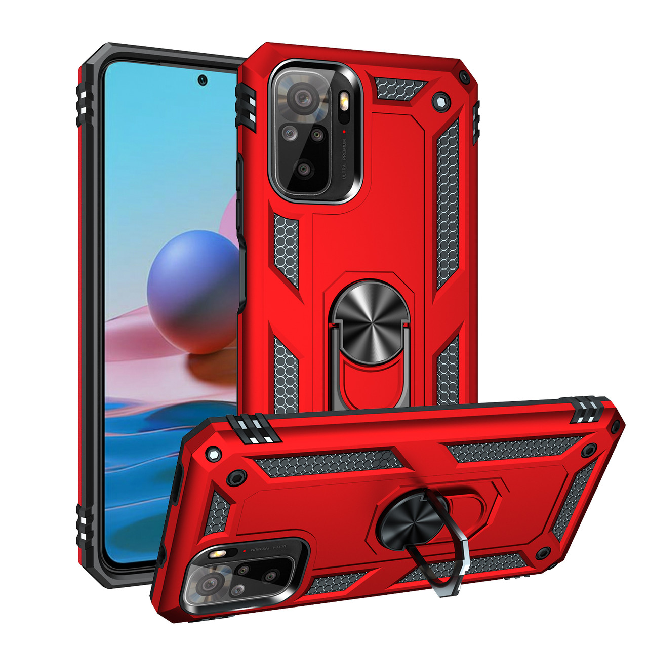 Протиударний чохол бампер Shield Magnetic Ring з підставкою для Xiaomi Redmi Note 10 4G / 10s Red