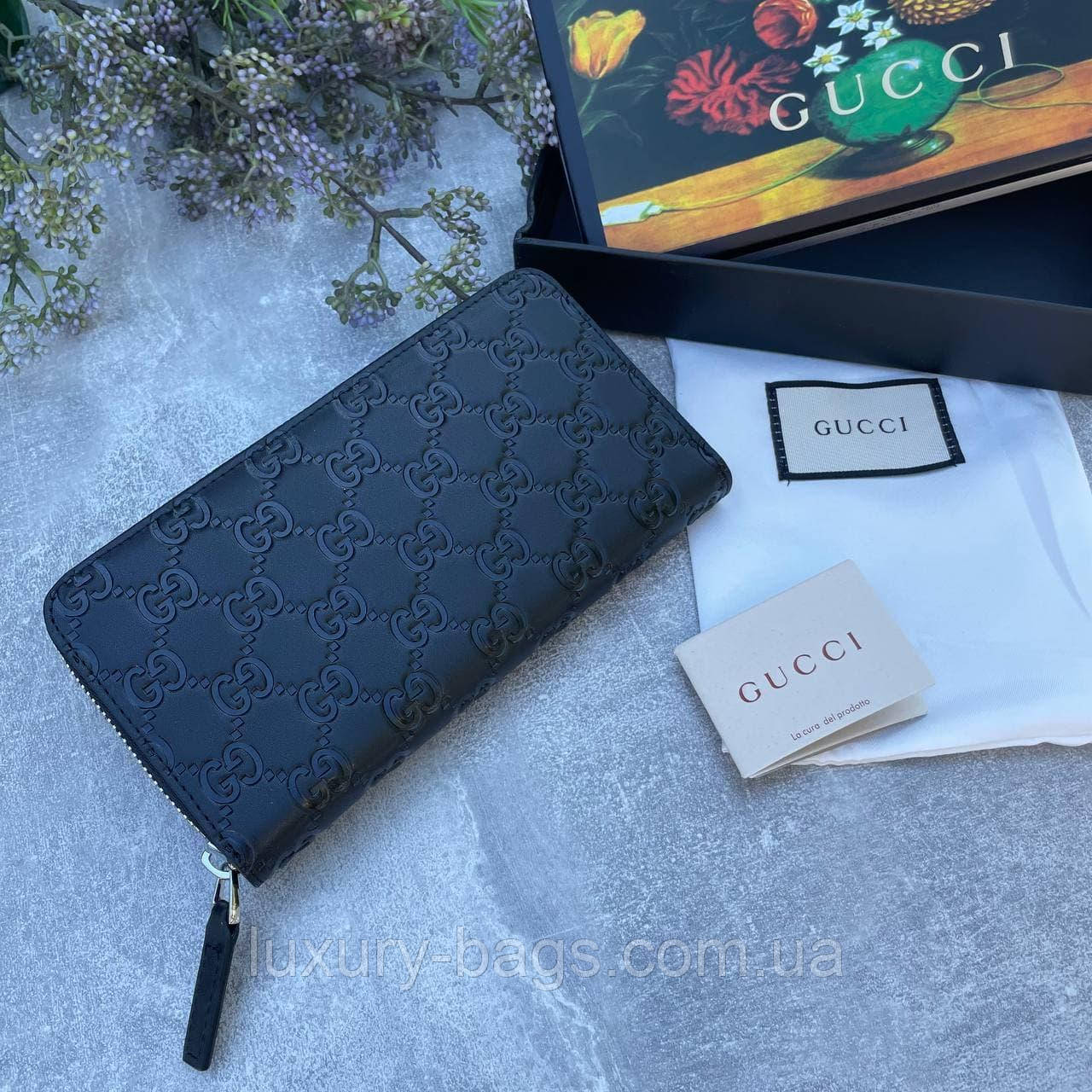 Жіночий елегантний шкіряний гаманець Gucci на блискавці