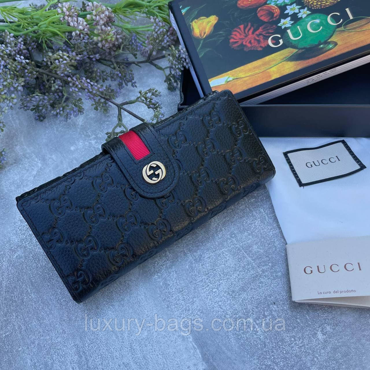 Стильний жіночий гаманець на кнопці Gucci на два відділи