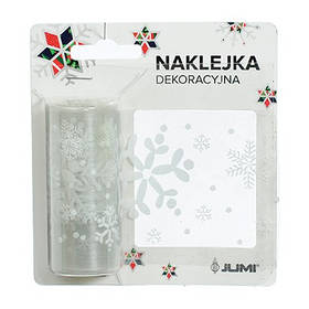 Наклейка для вікон новорічна Jumi Сніжинки 7,6 см х 2 м, декоративні стікери на вікно