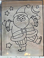 Наклейка разукрашка новогодняя для окон Jumi Санта 16х12 см, в комплекте 6 красок и кисточка для раскраски
