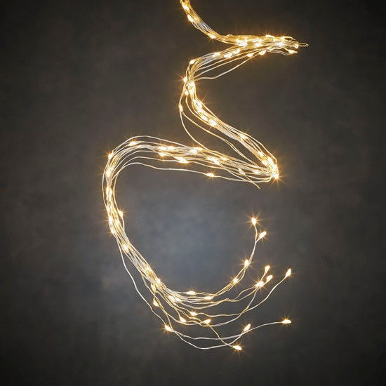 Світлодіодна гірлянда Luca Lighting Оберемок струн 3+5 м, срібна струна, теплий білий, фото 1