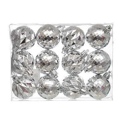 Маленькі кульки на ялинку 2.5 см Jumi, набір ялинкових іграшок 12 шт., Срібний, фото 1