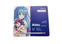 Олівці кольорові Marco Chroma Manga пастельні 24 кольору в метал. кейсі (8550-24TN)
