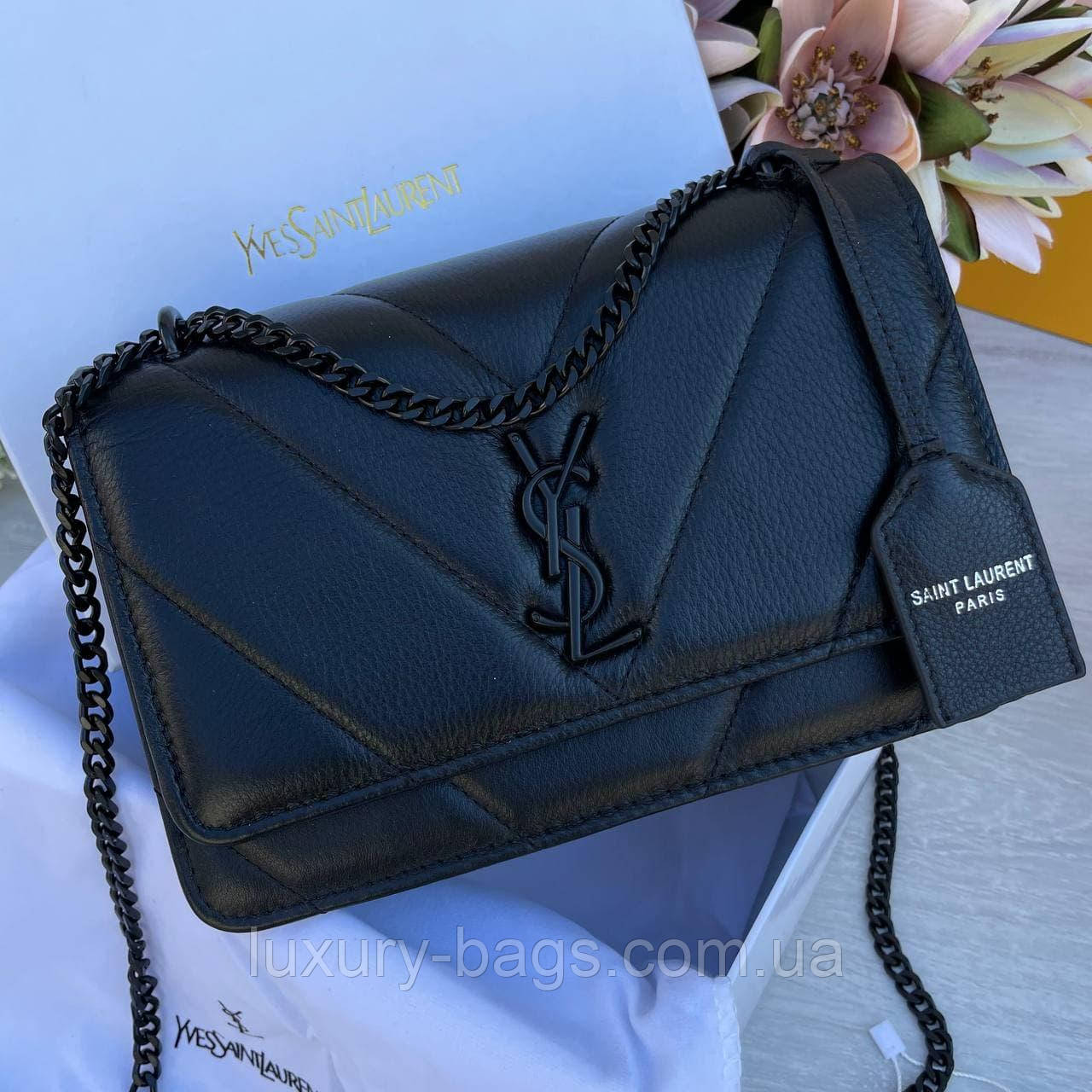 Шкіряна жіноча сумка Yves Saint Laurent на ланцюжку
