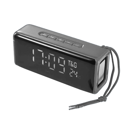 Портативная колонка TG174, Bluetooth, радио, Power Bank, часы, термометр, speakerphone, серый - фото 1 - id-p1529443234