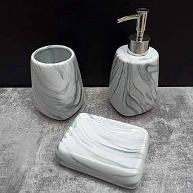 Набір аксесуарів для ванної кімнати Сірий мармур 3 предмети BonaDi 851-248