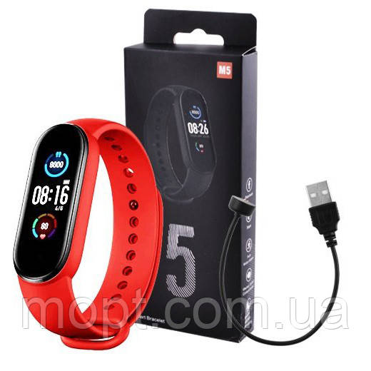 Фітнес браслет Smart Watch M5 Band Classic Black смарт годинник-трекер. Колір червоний