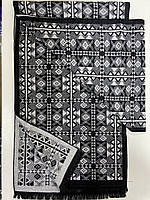 Мужской шарф двухсторонний кашемировый 180*31 чёрно-белый ромбик