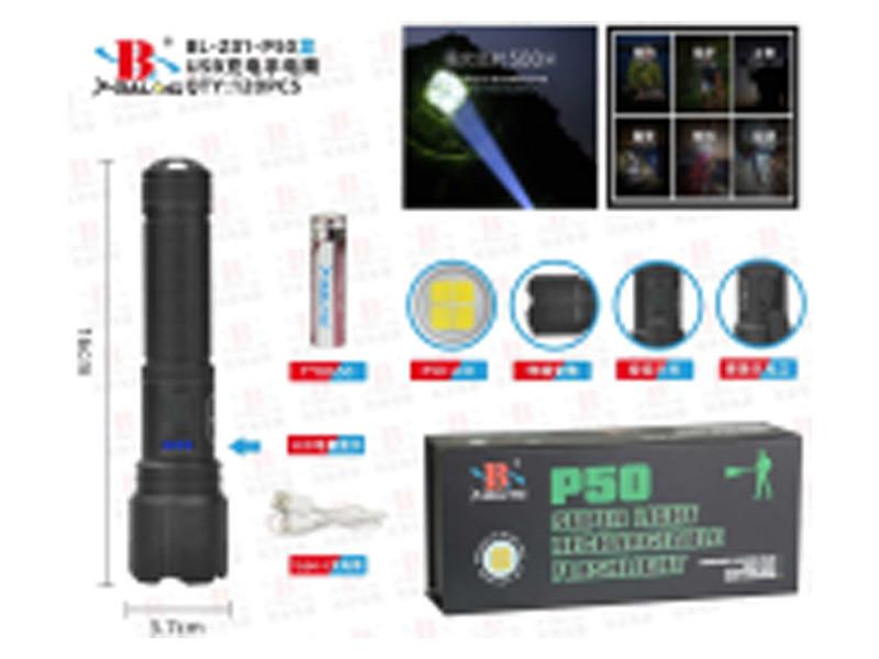 Ліхтар поліцейський micro USB Bailong 1х18650 BL-Z01-P50 120шт 8768, фото 1