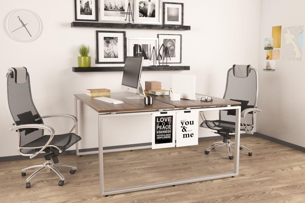 Подвійний письмовий стіл Loft design Q-140 Горіх Модена