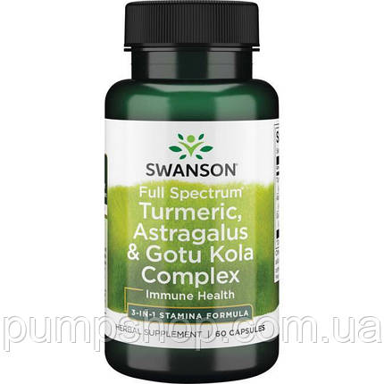 Куркума, Астрагал і Готу Кола Swanson Turmeric, Astragalus & Gotu Kola Complex 60 капс., фото 1