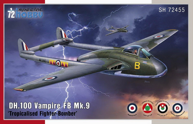 Пластикова модель 1/72 Special hobby 72455 британський реактивний винищуч DH.100 Vampire FB.Mk.9, фото 1