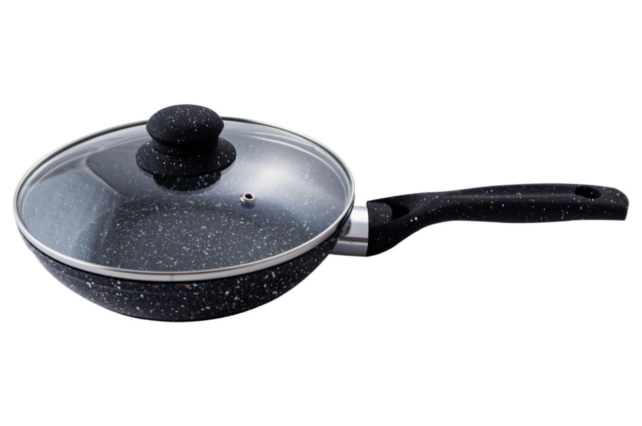 Сковорода антипригарна Empire — 200 мм граніт із кришкою., фото 1