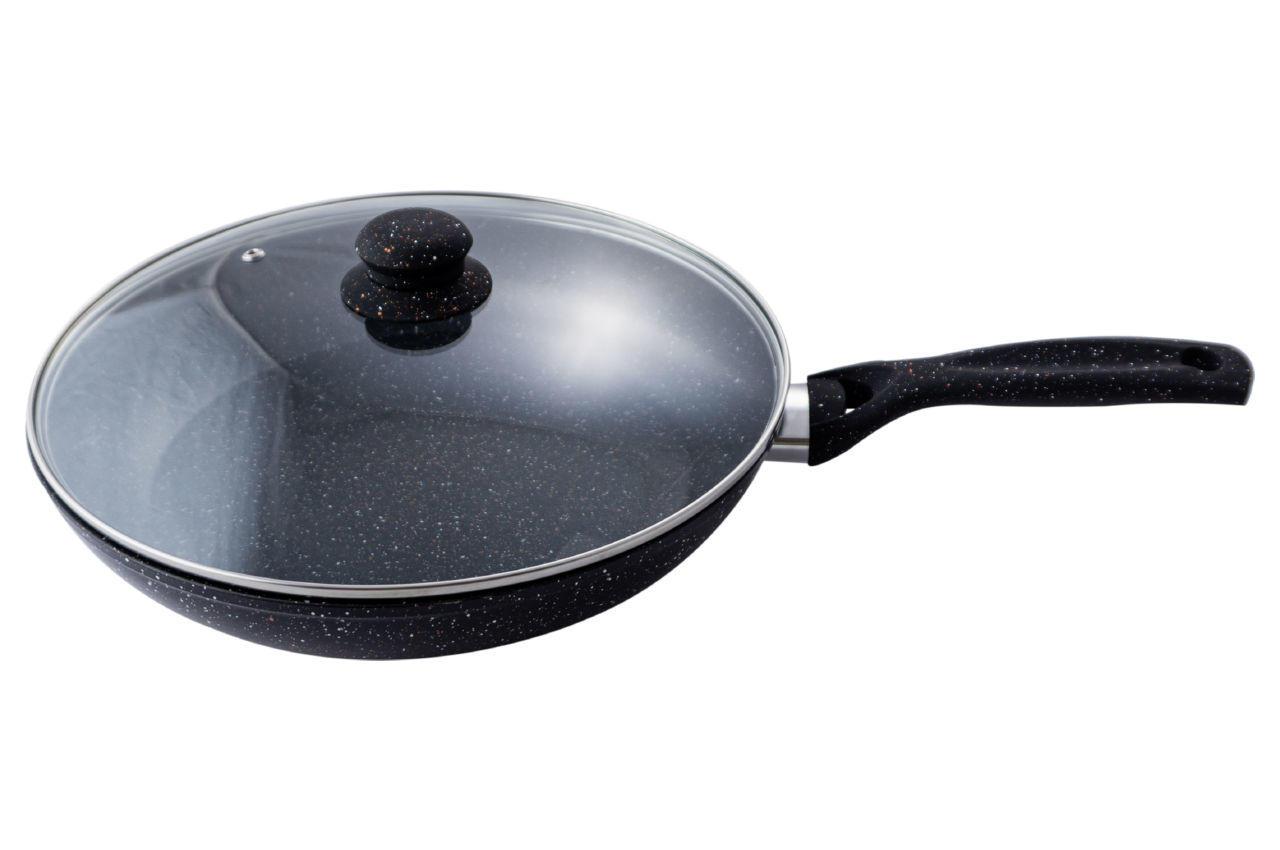 Сковорода антипригарна Empire-300 мм граніт із кришкою., фото 1