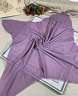 Ультрамодный женский однотонный платок-шаль с люрексом 90*90 Madame polo Сиреневый