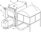 Котел пелетний 800 кВт з факельним  пальником ТПЕ і бункером для пелет на 4,5м3, фото 2