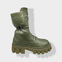 Ботинки женские зимние кожаные зеленые La Pinta 0414-40167D