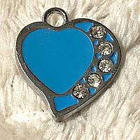 Підвіска з емаллю Сердечко зі стразами (2*1,9 см)