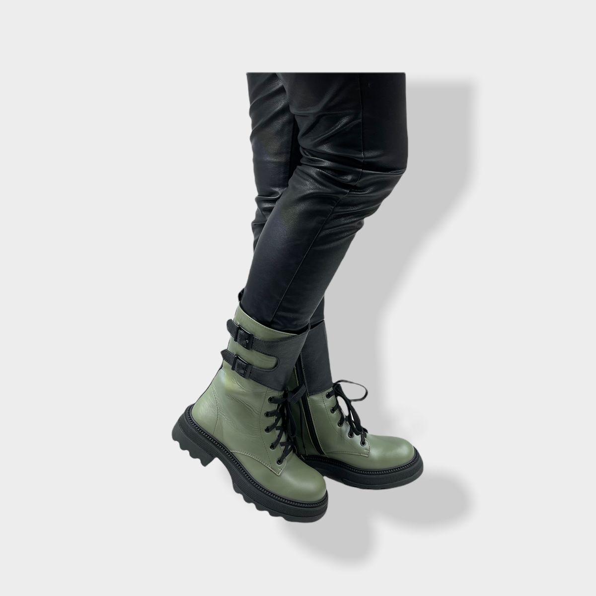 Ботинки женские зимние кожаные зеленые Teona 372-1 - фото 3 - id-p1477774554