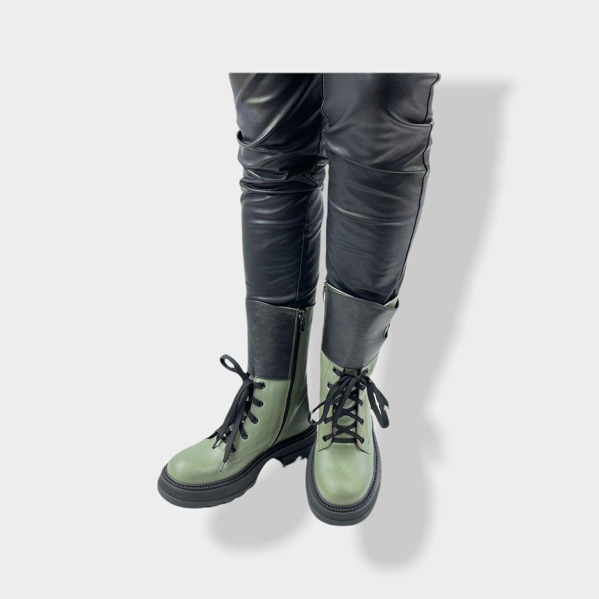 Ботинки женские зимние кожаные зеленые Teona 372-1 - фото 4 - id-p1477774554