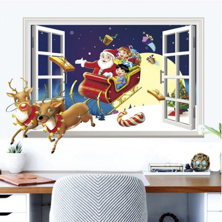 Интерьерная наклейка 3D Рождественские Сани 50х70см - фото 1 - id-p1529507674