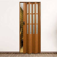 Дверь гармошка Vinci Decor Symfonia Фруктовое дерево, со стеклом, складная, раздвижная, пластиковая