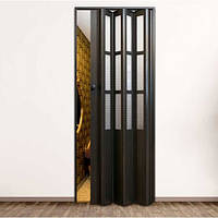 Дверь гармошка Vinci Decor Symfonia Эспрессо, со стеклом, складная, раздвижная, пластиковая