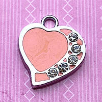 Підвіска з емаллю Сердечко зі стразами (2*1,9 см)