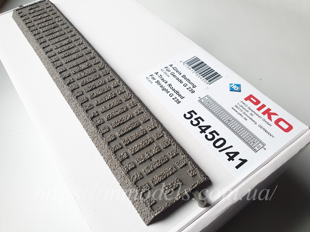 PIKO A-track 55450 Рельсовий матеріал — баласт підкладка для прямих рейок 55200 G239, масштабу 1:87