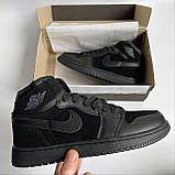 Кросівки чоловічі Nike Air Jordan чорні демісезонні найк аїр джердан шкіряні повсякденні, фото 10