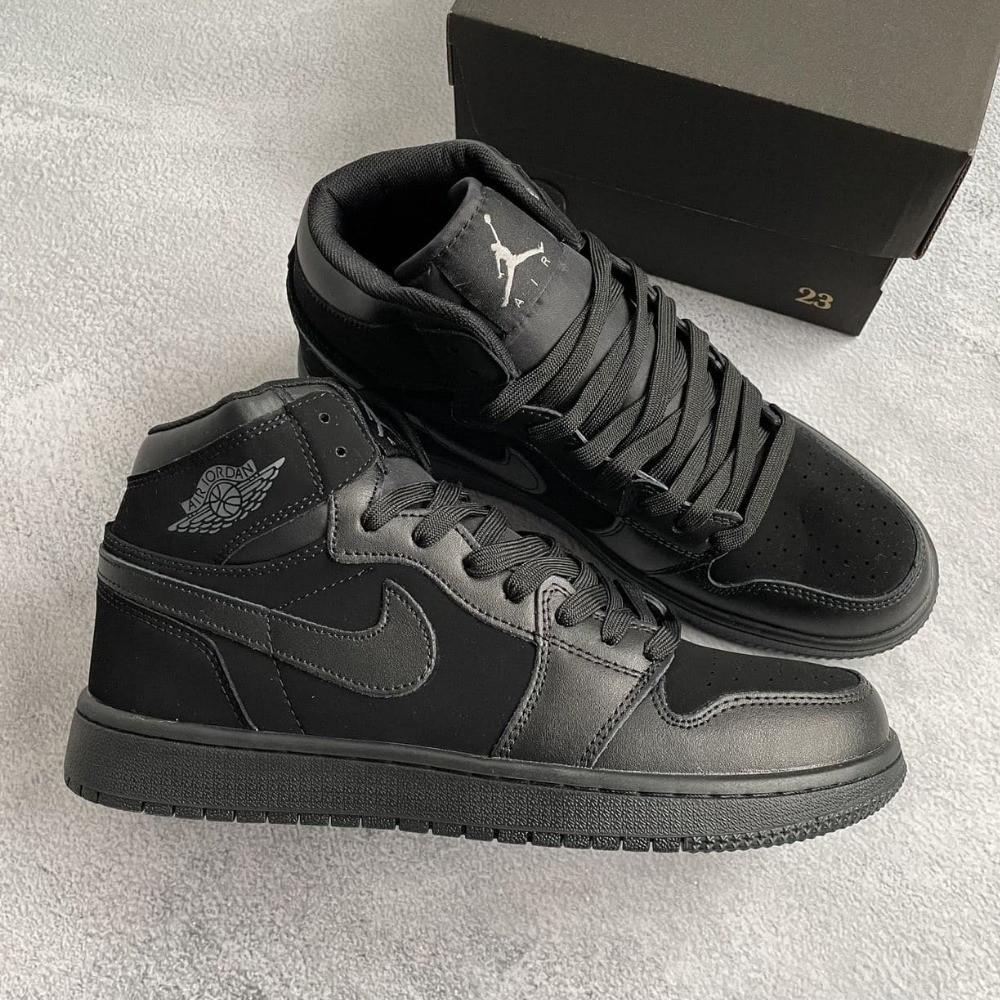 Кросівки чоловічі Nike Air Jordan чорні демісезонні найк аїр джердан шкіряні повсякденні
