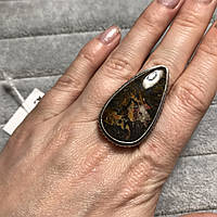 Агат кольцо капля с натуральным камнем агат в серебре кольцо агат размер 18 Индия