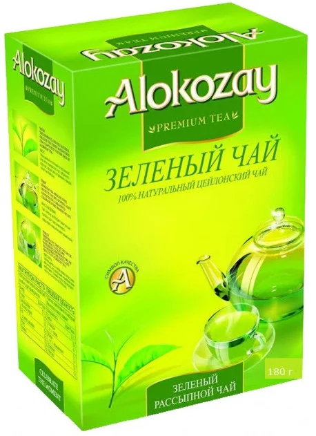 ЧАЙ ЗЕЛЕНИЙ ЛИСТОВИЙ Алокозай ALOKOZAY СЕРЕДНІЙ ЛИСТ 180 ГР