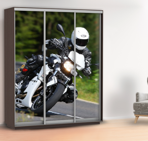 Наклейка для дверей мотоцикл (наклейка для шафи купе байк) 240 х 100 см із захисною ламінацією