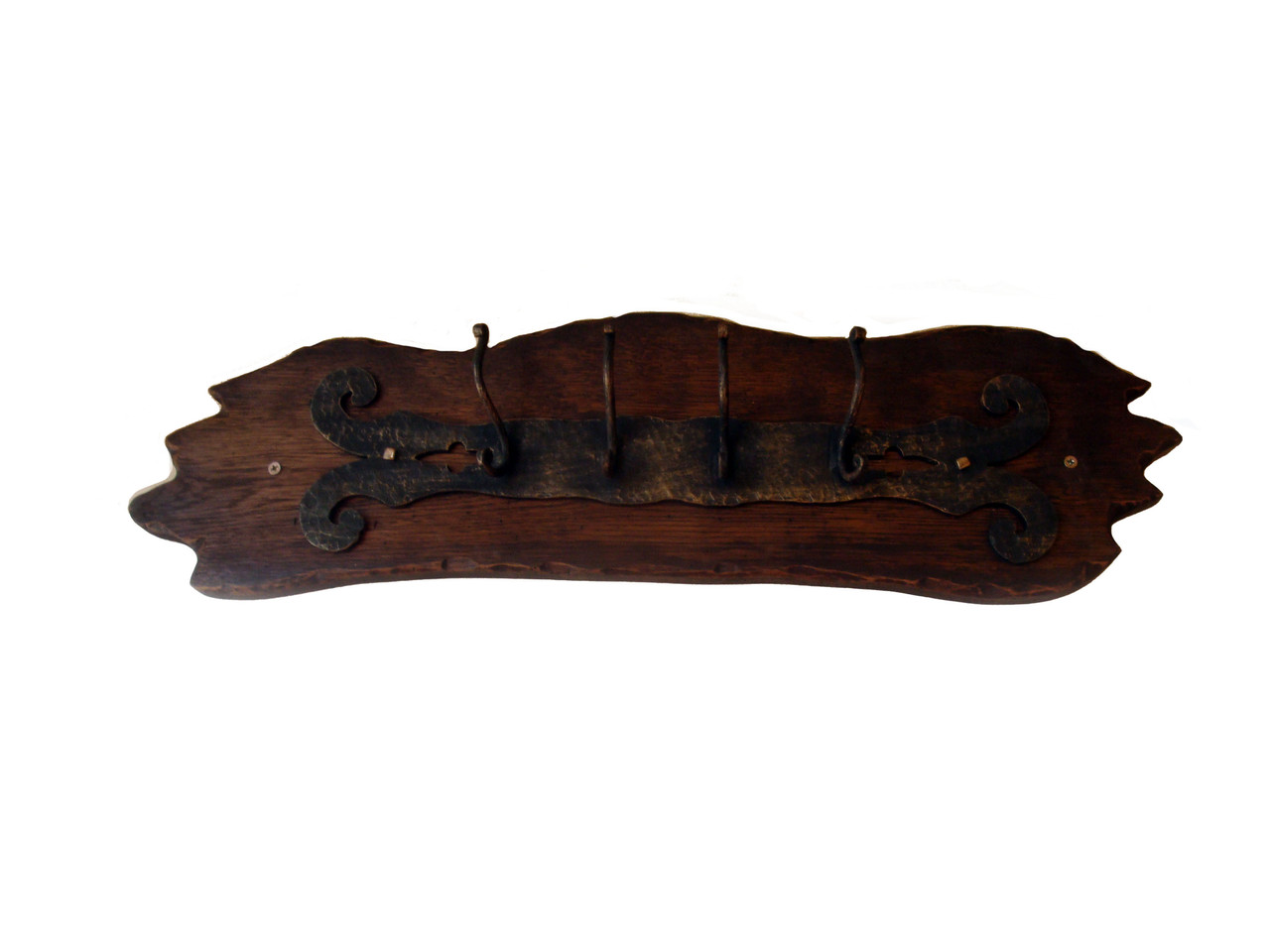 Вішалка настінна на 4 гачки з натуральним деревом, фото 1