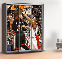 Наклейка на шкаф баскетбол (спорт, самоклейка на шкаф), стены 240 х 100 см с защитной ламинацией
