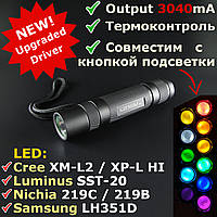 Convoy S2+, оновлений драйвер 3040мА Biscotti, термоконтроль, підтримка кнопки підсвічування, корпус Чорний,