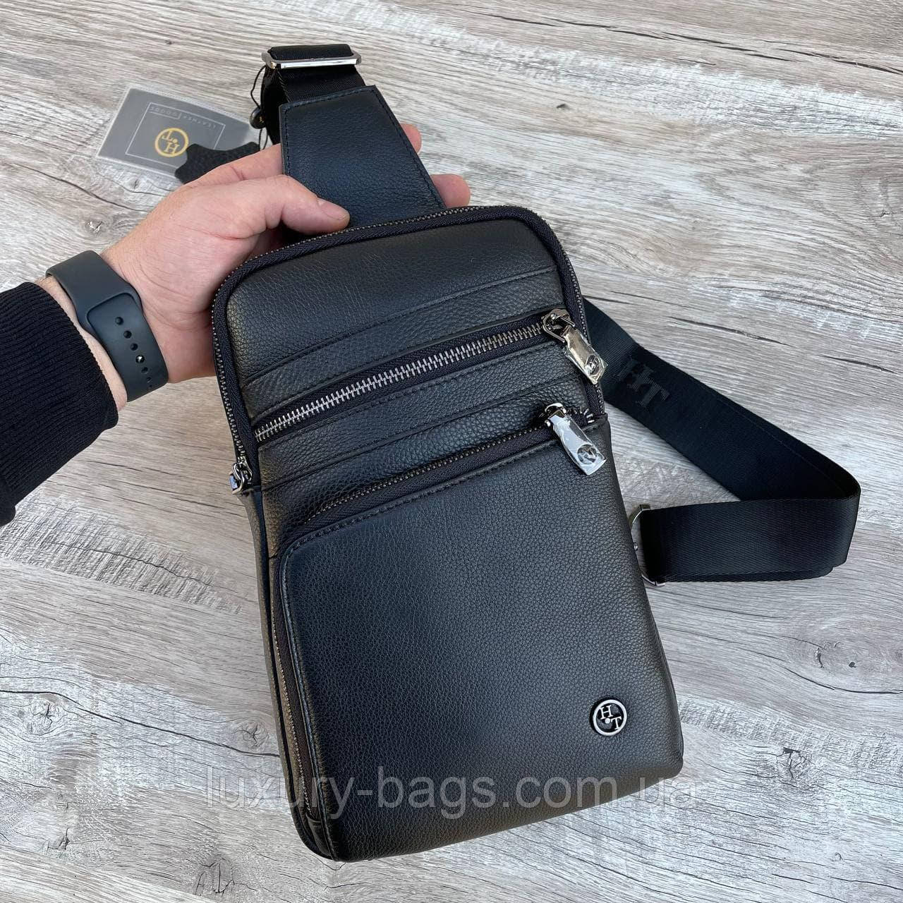 Крута нагрудна шкіряна сумка преміальної якості від HT Leather