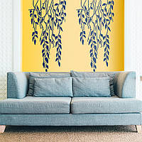 Трафарет ветви с листьями лотоса на стену в гостиную, спальню 200 х 75 см одноразовый из самоклеящейся пленки