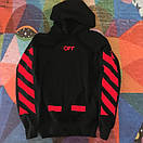 Чорне худі з червоним логотипом офф вайт | кежуал толстовка off white seeing things, фото 2