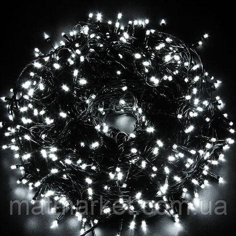 Гірлянда нитка XMAS 400 LED Холодний білий (чорний дріт,28 метрів), фото 1